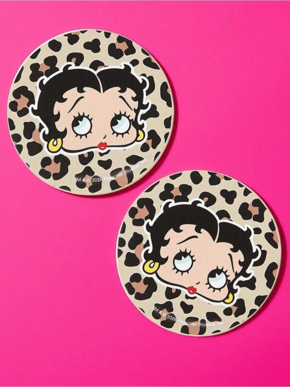 NEW Betty Boop Leopard Car Cup Coaster (Set of 2) - Picture 2 of 3